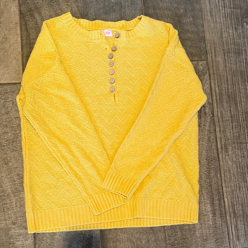 Pink Lily Yellow Button-Up Women's Sweater